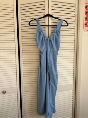 Abercrombie & Fitch Light Blue Maxi Dress with Ruched Detail
